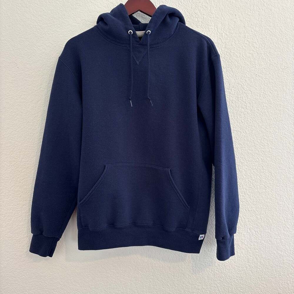 Mens Russell Athletic Vintage Navy Blue Pullover Hoodie Sweatshirt Size Large
